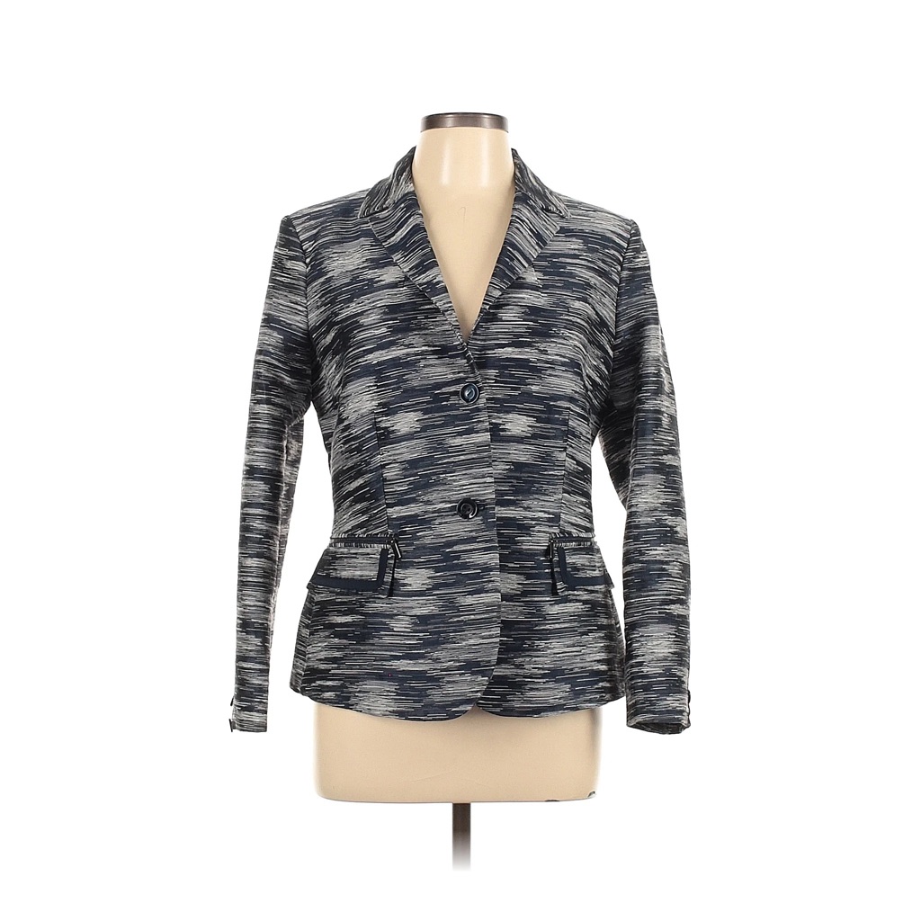 Nwt! Santorelli Linda Jacket With Zipped Pockets - Multi/Navy - Size 10